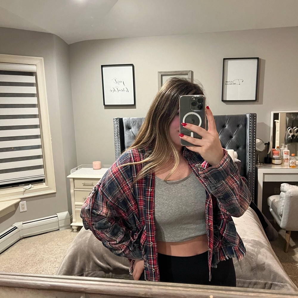 Zara Oversized Cropped Flannel